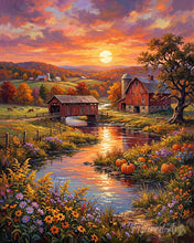 Load image into Gallery viewer, Paint by numbers kit Sunset Farm Valley Figured'Art