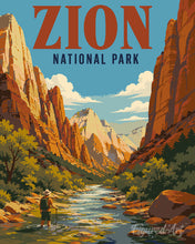 Load image into Gallery viewer, Paint by numbers kit Zion National Park, Virgin River - Utah Figured'Art