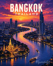 Load image into Gallery viewer, Paint by numbers kit Travel Poster Bangkok, Chao Phraya Figured'Art