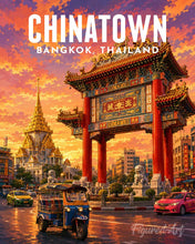 Load image into Gallery viewer, Paint by numbers kit Travel Poster Bangkok, Chinatown Lights Figured'Art