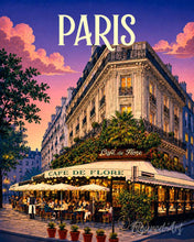 Load image into Gallery viewer, Paint by numbers kit Travel Poster Paris, Café de Flore Figured'Art