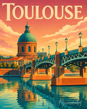 Load image into Gallery viewer, Paint by numbers kit Travel Poster Toulouse, Canal Bridge Figured'Art