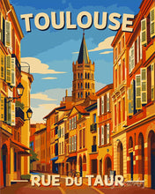 Load image into Gallery viewer, Paint by numbers kit Travel Poster Toulouse. Rue du Taur Figured'Art