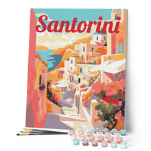 Load image into Gallery viewer, Travel Poster Santorini Cliff View