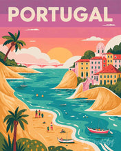 Load image into Gallery viewer, Paint by numbers kit Travel Poster Portugal Ocean Coast Figured'Art