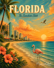 Load image into Gallery viewer, Paint by numbers kit for adults Florida Vintage Poster - The Sunshine State Figured'Art