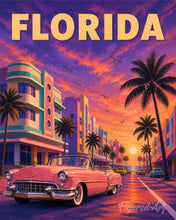 Load image into Gallery viewer, Paint by numbers kit Florida’s Violet Sky Vintage Poster Figured'Art
