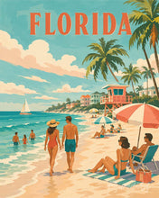 Load image into Gallery viewer, Paint by numbers kit Florida Coast Vintage Poster Figured'Art
