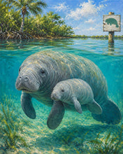 Load image into Gallery viewer, Paint by numbers kit Manatee and Baby in a Mangrove Lagoon Figured'Art