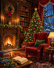 Load image into Gallery viewer, Paint by numbers kit Cozy Christmas Library Figured'Art