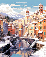 Load image into Gallery viewer, Paint by numbers kit Winter Village by the River Figured'Art