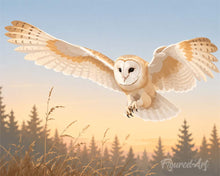 Load image into Gallery viewer, Paint by numbers kit Barn Owl Sunset Flight Figured'Art