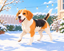 Load image into Gallery viewer, Paint by numbers kit Beagle in the Snow Figured'Art
