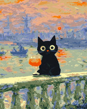 Load image into Gallery viewer, Paint by numbers kit Monet Sunset Cat Figured'Art