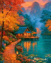Load image into Gallery viewer, Paint by numbers kit Autumn Lakeside Escape Figured'Art