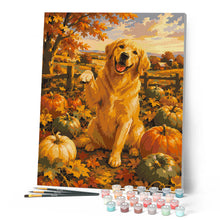 Load image into Gallery viewer, Golden Retriever in a Pumpkin Patch