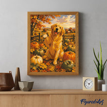 Load image into Gallery viewer, Golden Retriever in a Pumpkin Patch