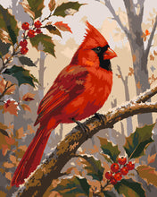 Load image into Gallery viewer, Paint by numbers kit Red Cardinal on a Frosted Branch Figured'Art
