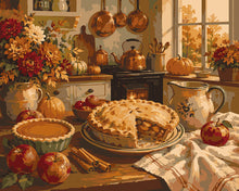 Load image into Gallery viewer, Paint by numbers kit Autumn Kitchen with Fresh-Baked Pies Figured'Art