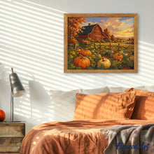 Load image into Gallery viewer, Pumpkin Patch and Red Barn at Golden Hour