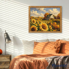Load image into Gallery viewer, Sunflower Field and White Farmhouse