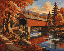 Load image into Gallery viewer, Paint by numbers kit Covered Bridge in Autumn Figured'Art
