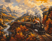 Load image into Gallery viewer, Paint by numbers kit Steam Train Through an Autumn Valley Figured'Art