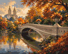 Load image into Gallery viewer, Paint by numbers kit Central Park in Autumn with Bow Bridge Figured'Art