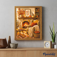 Load image into Gallery viewer, Cozy Fireplace with Knitted Throw