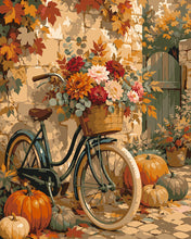 Load image into Gallery viewer, Paint by numbers kit Flower Bicycle with Pumpkins Figured'Art