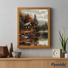 Load image into Gallery viewer, Cozy Cabin by the Autumn Lake