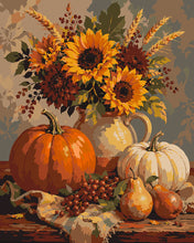 Load image into Gallery viewer, Paint by numbers kit Pumpkin and Sunflower Harvest Still Life Figured'Art