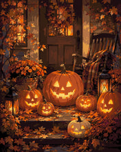 Load image into Gallery viewer, Paint by numbers kit Glowing Jack o Lantern on the Porch Figured'Art
