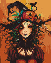 Load image into Gallery viewer, Paint by numbers kit Halloween Witch Portrait Figured'Art
