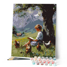 Load image into Gallery viewer, Vintage Painting of a Countryside Reading