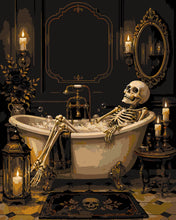 Load image into Gallery viewer, Paint by numbers kit Gothic Bathtub Skeleton Figured'Art