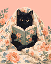 Load image into Gallery viewer, Paint by numbers kit Black Cat in Blankets Figured'Art