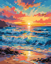 Load image into Gallery viewer, Paint by numbers kit Sunset Waves Figured'Art