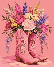 Load image into Gallery viewer, Paint by numbers kit Cowgirl Boots Bouquet Figured'Art