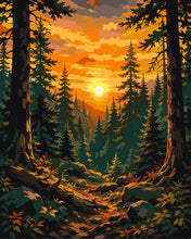 Load image into Gallery viewer, Paint by numbers kit Golden Pine Forest Figured'Art