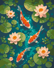 Load image into Gallery viewer, Paint by numbers kit Koi and Lotus Pond Figured'Art