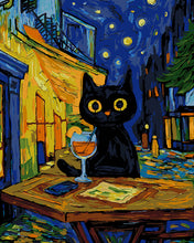 Load image into Gallery viewer, Paint by numbers kit Midnight Cocktail Cat Figured'Art