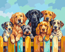 Load image into Gallery viewer, Paint by numbers kit Dogs on the Fence Figured'Art