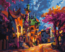 Load image into Gallery viewer, Paint by numbers kit Fantasy Village at Dusk Figured'Art