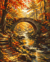 Load image into Gallery viewer, Paint by numbers kit Autumn Forest Bridge Figured'Art