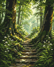 Load image into Gallery viewer, Paint by numbers kit Sunlit Forest Path Figured'Art