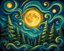 Load image into Gallery viewer, Paint by numbers kit Moonlit Forest Glow Figured'Art