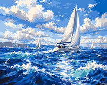 Load image into Gallery viewer, Paint by numbers kit Sailing the Blue Figured'Art