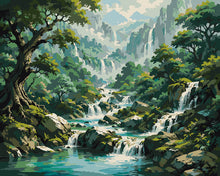 Load image into Gallery viewer, Paint by numbers kit Valley of Waterfalls Figured'Art