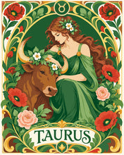 Load image into Gallery viewer, Paint by numbers kit for adults Art Nouveau Zodiac Taurus Figured'Art